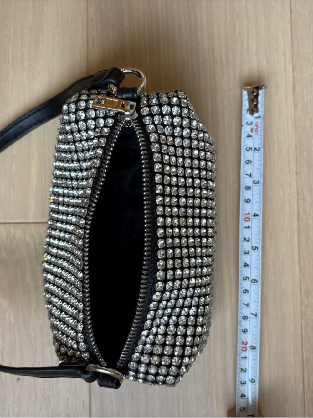 Black Crystal Mesh Evening Shoulder Bag - Picture 4 of 11